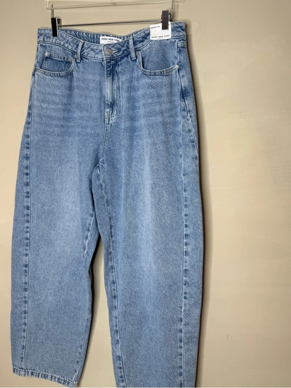 Marc New York Barrel Leg Jeans Size 14 Light Wash High Rise Denim - Picture 3 of 11